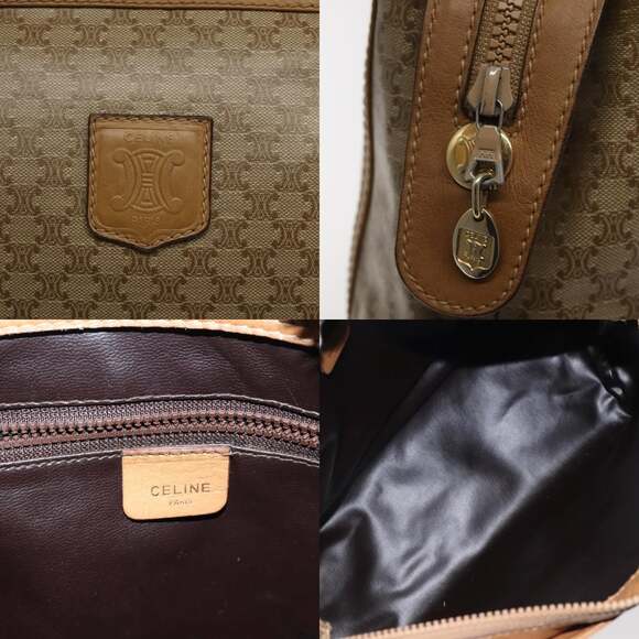 CELINE Macadam Canvas Hand Bag Beige Gold - Picture 11 of 12